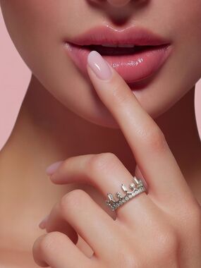 Crown tiara ring cz sterling silver Stacking ring sz 6 🆕